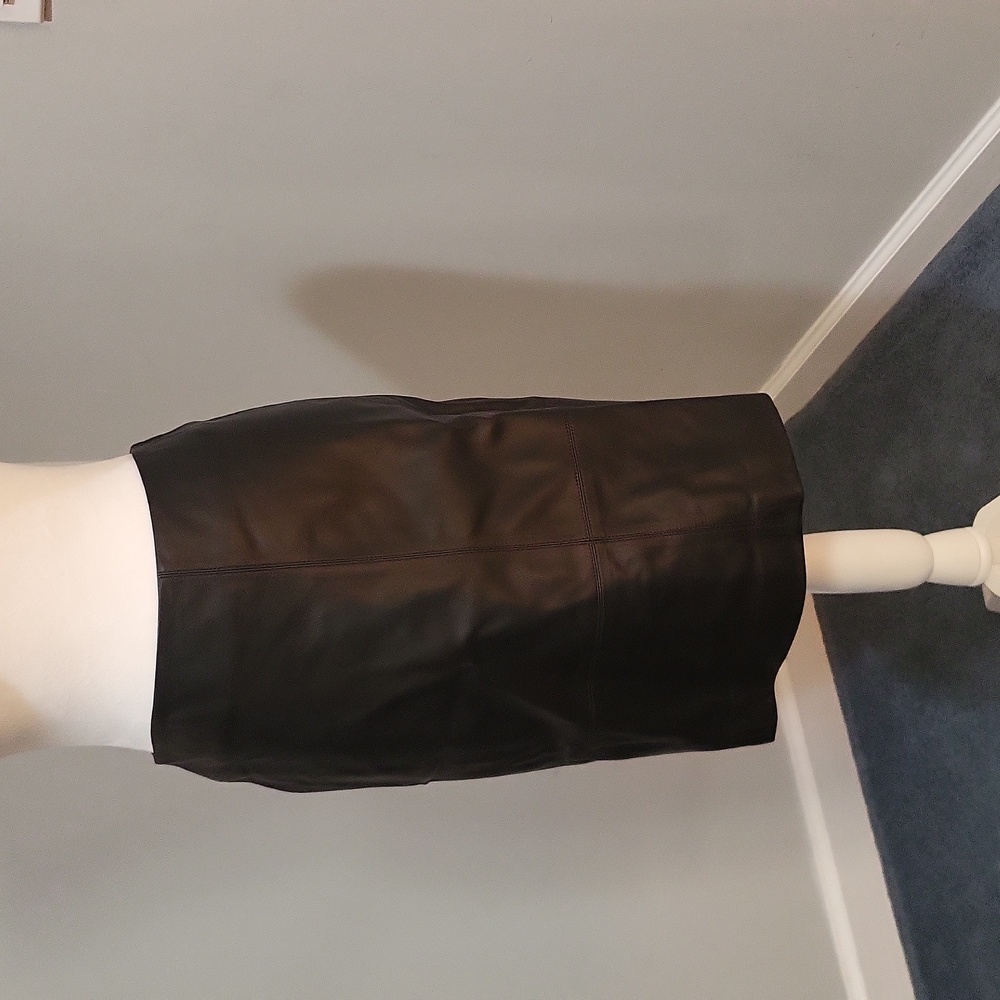 Talbots Black Leather Skirt